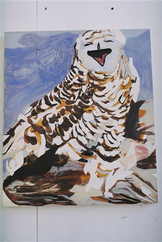 Laughing Owl, Oil on Aluminium